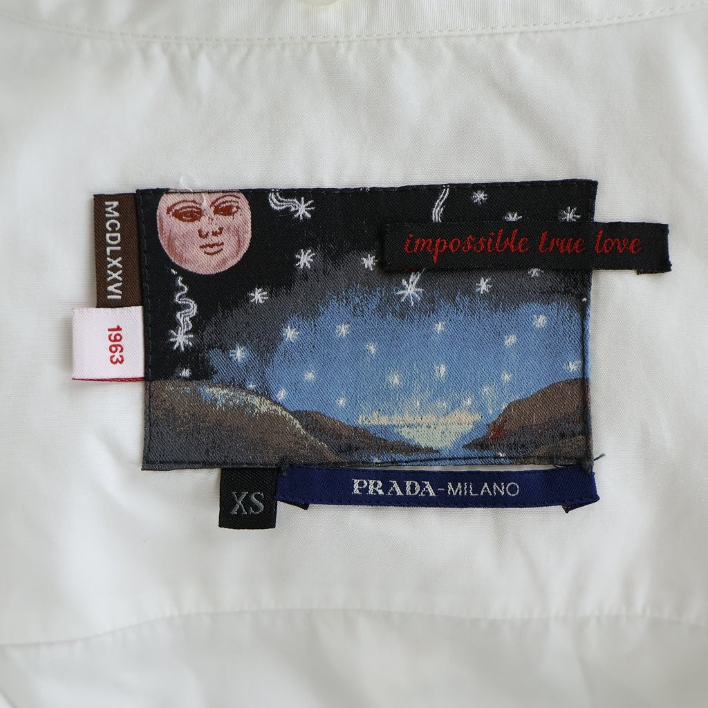 PRADA(プラダ) 16AW 16SS IMPOSSIBLE TRUE LOVE SHIRT インポッシブル トゥルーラブ グラフィックプリント 長袖シャツ ホワイト UCN083