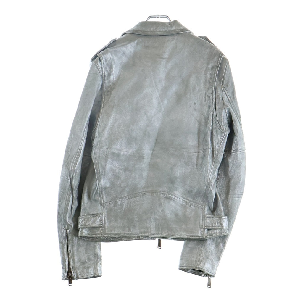 DSQUARED2(ディースクエアード) レザー ダブルライダースジャケット シルバー S74AM0638 SX9862