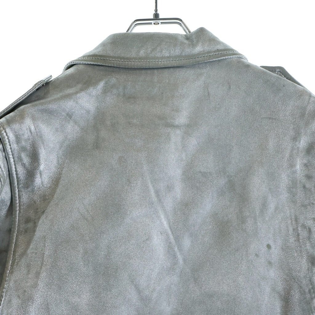 DSQUARED2(ディースクエアード) レザー ダブルライダースジャケット シルバー S74AM0638 SX9862