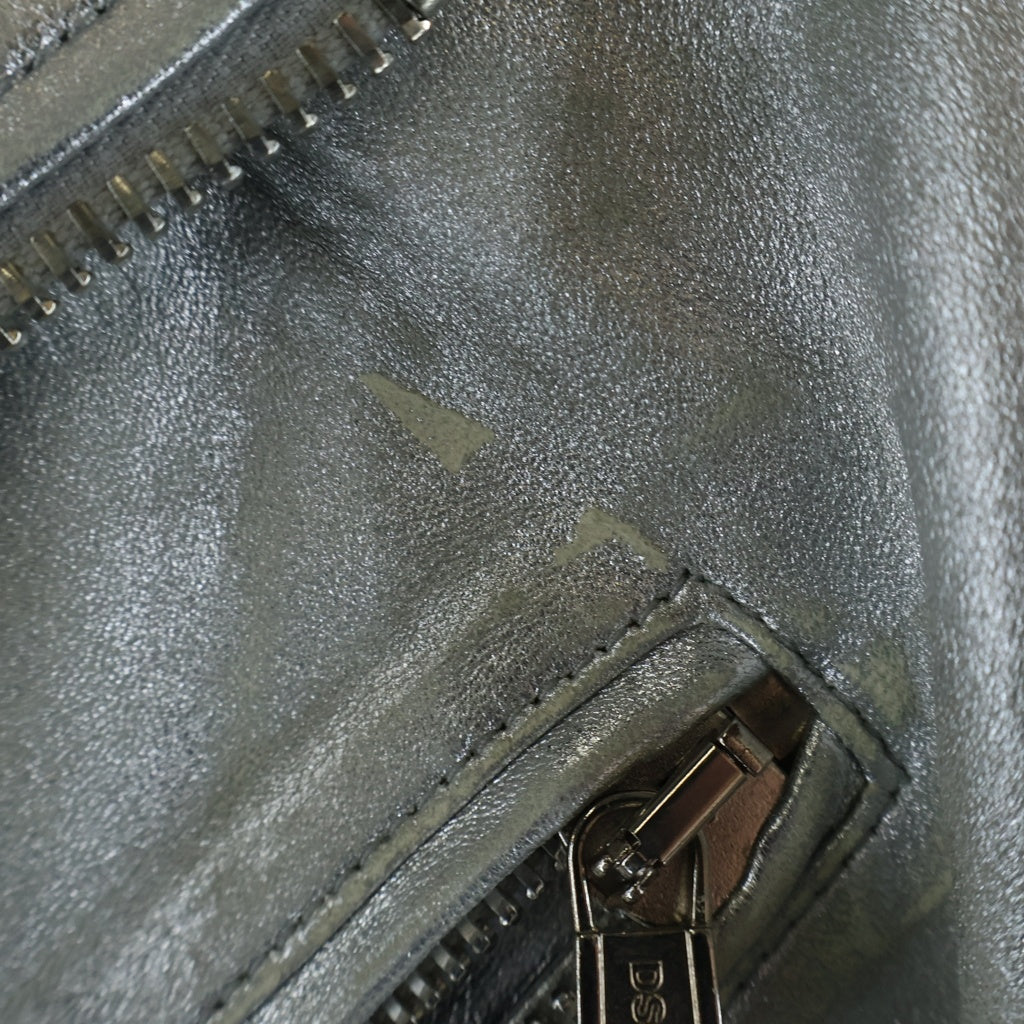 DSQUARED2(ディースクエアード) レザー ダブルライダースジャケット シルバー S74AM0638 SX9862