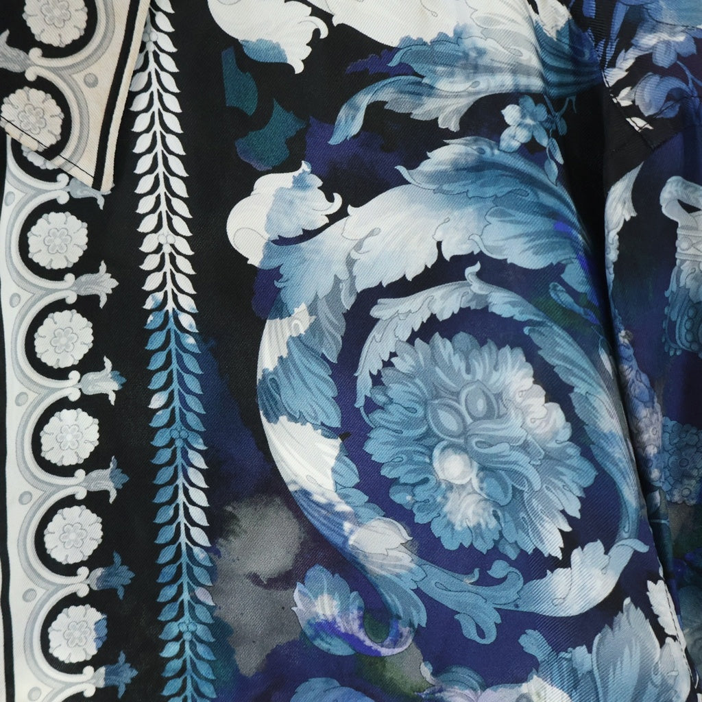 VERSACE(ヴェルサーチ) フローラルバロック 総柄 シルク 長袖シャツ ブルー A68968