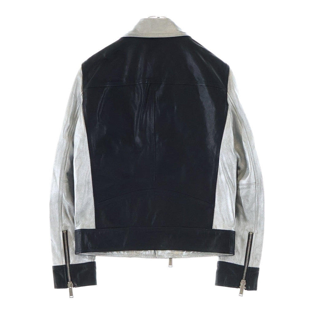 DSQUARED2(ディースクエアード) 16AW レザードッキング ライダースジャケット ブラック/シルバー S74AM0629