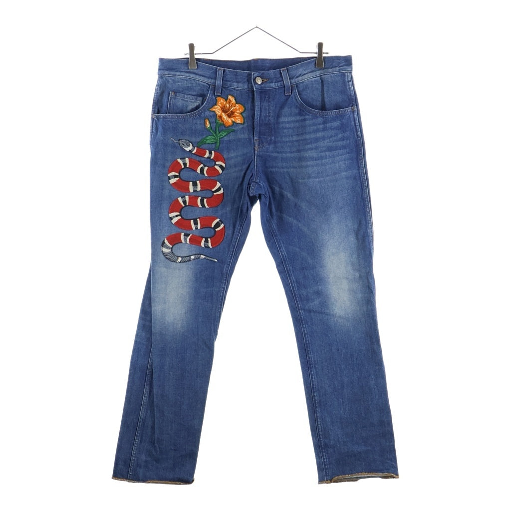 GUCCI(グッチ) 17AW Snake Embroidery Denim Pant スネーク刺繍 デニムパンツ インディゴ 430356