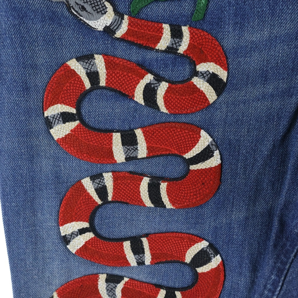 GUCCI(グッチ) 17AW Snake Embroidery Denim Pant スネーク刺繍 デニムパンツ インディゴ 430356