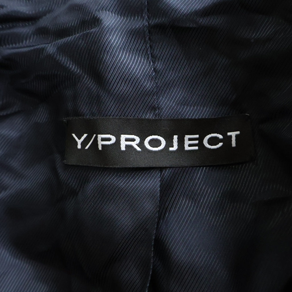 Y/PROJECT(ワイプロジェクト) 千鳥格子 チェック レイヤード オーバーサイズ 2B テーラードジャケット スラックスパンツ グレー セットアップ