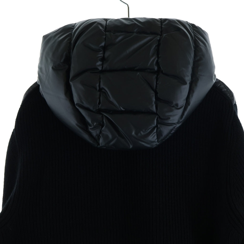 MONCLER(モンクレール) 25AW HOODED DOWN CARDIGAN TRICOT ニット切替 フーデッド ジップアップ ダウン ジャケット ブラック K20919B00041 M1131 レディース
