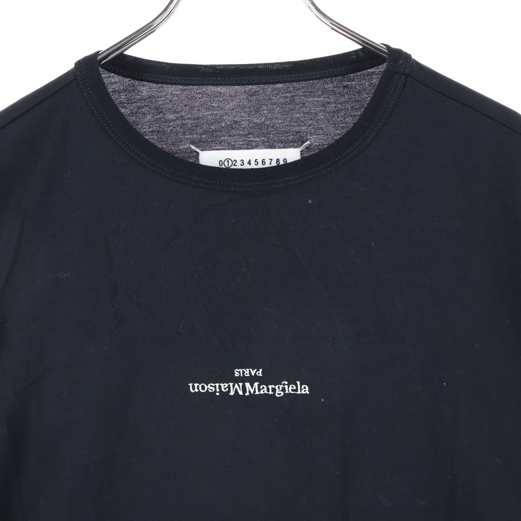 Maison Martin Margiela(メゾンマルタンマルジェラ) 反転ロゴ刺繍 クルーネック 半袖Tシャツカットソー ブラック S30GC0701 S22816