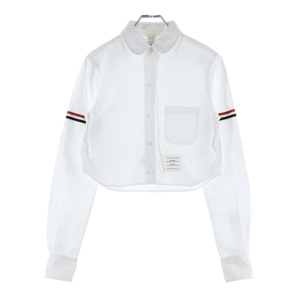 THOM BROWNE(トムブラウン) クラシック クロップド ラウンドカラー 長袖シャツ ホワイト FLL164O-02188-100 レディース