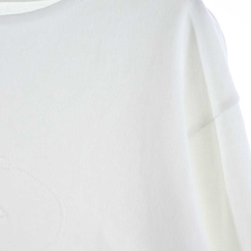 PRADA(プラダ) オーバルロゴ ボートネック コットン 長袖Tシャツ カットソー ホワイト レディース 34658 S000