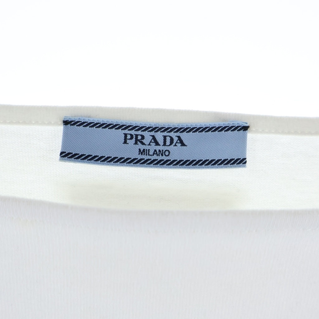 PRADA(プラダ) オーバルロゴ ボートネック コットン 長袖Tシャツ カットソー ホワイト レディース 34658 S000