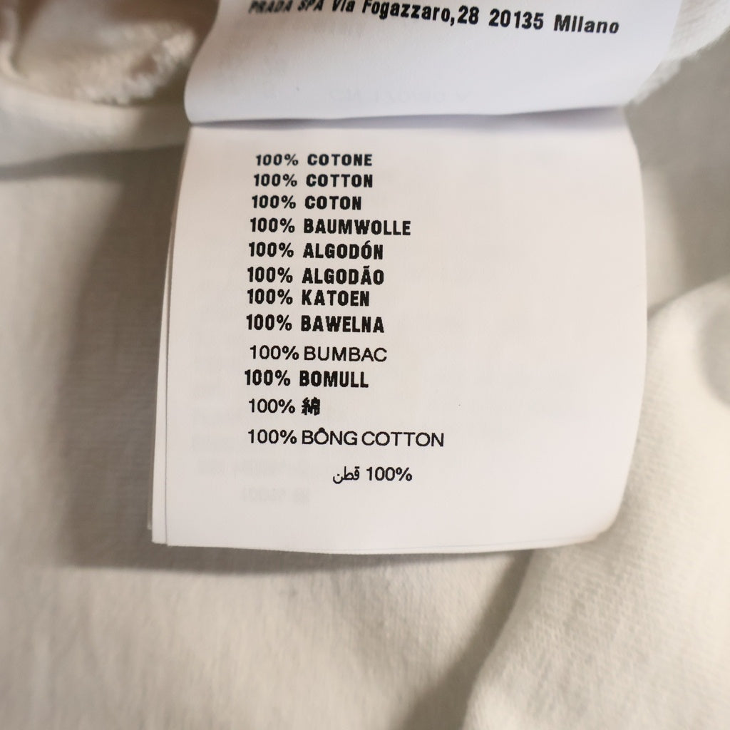 PRADA(プラダ) オーバルロゴ ボートネック コットン 長袖Tシャツ カットソー ホワイト レディース 34658 S000