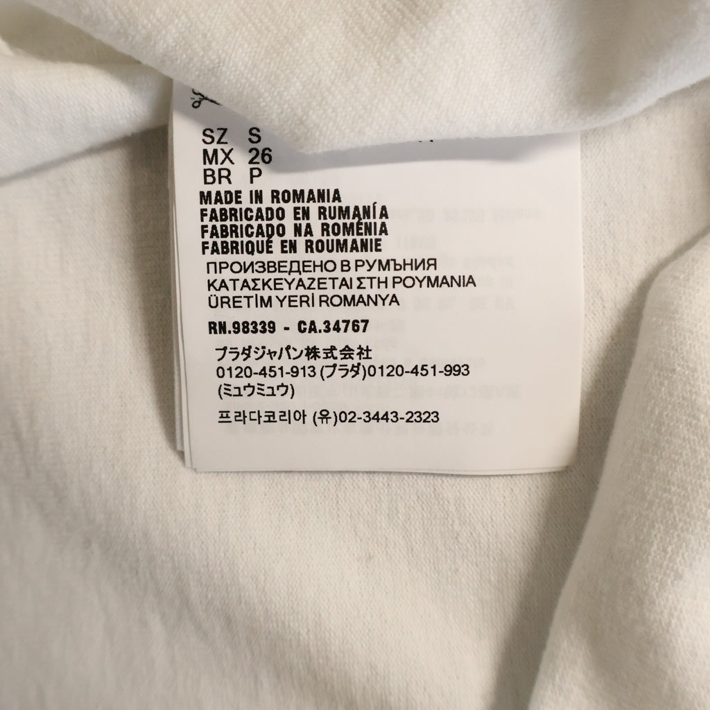 PRADA(プラダ) オーバルロゴ ボートネック コットン 長袖Tシャツ カットソー ホワイト レディース 34658 S000