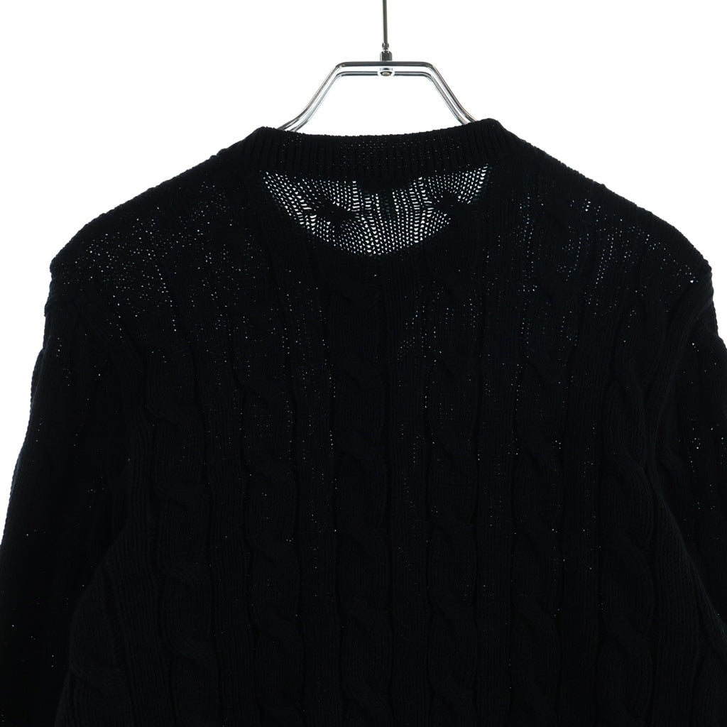 LOEWE(ロエベ) ケーブルデザイン ロゴエンブロイダリー コットン アナグラム ニット カーディガン レディース ブラック S359Y16KA5