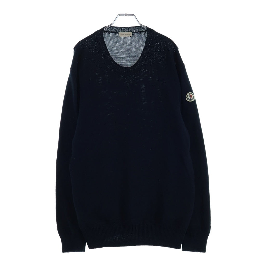 MONCLER(モンクレール) 25SS ショルダーワッペンデザイン クルーネック ロングスリーブ 長袖ニット セーター ネイビー K10919C00007 M1367