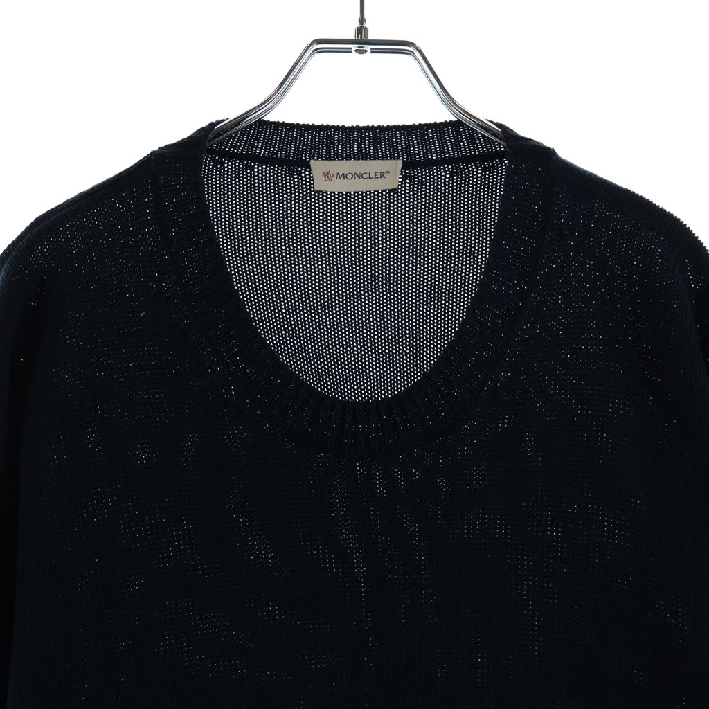 MONCLER(モンクレール) 25SS ショルダーワッペンデザイン クルーネック ロングスリーブ 長袖ニット セーター ネイビー K10919C00007 M1367