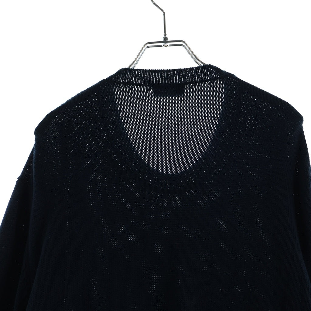 MONCLER(モンクレール) 25SS ショルダーワッペンデザイン クルーネック ロングスリーブ 長袖ニット セーター ネイビー K10919C00007 M1367