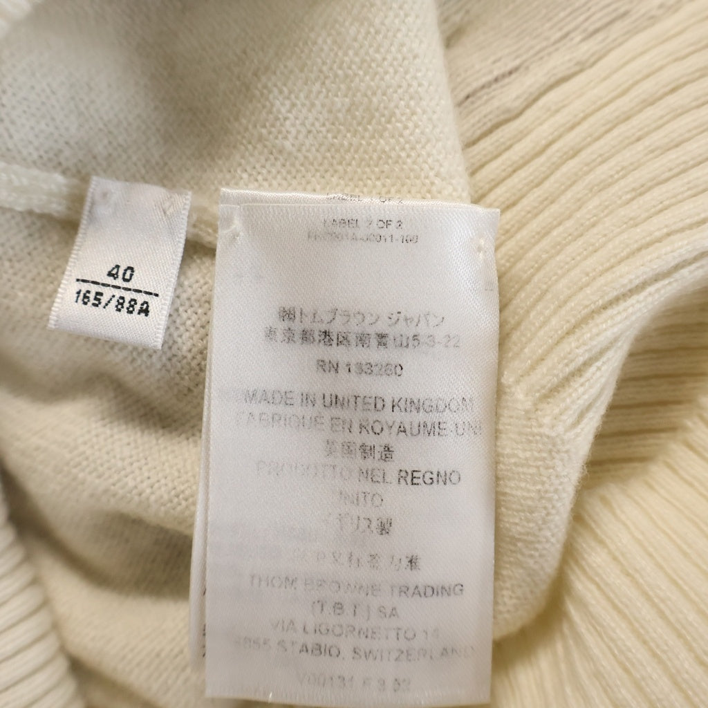 THOM BROWNE(トムブラウン) クラシック カシミヤ 4-BAR Vネック カーディガン ホワイト レディース FKC001A-00011-100