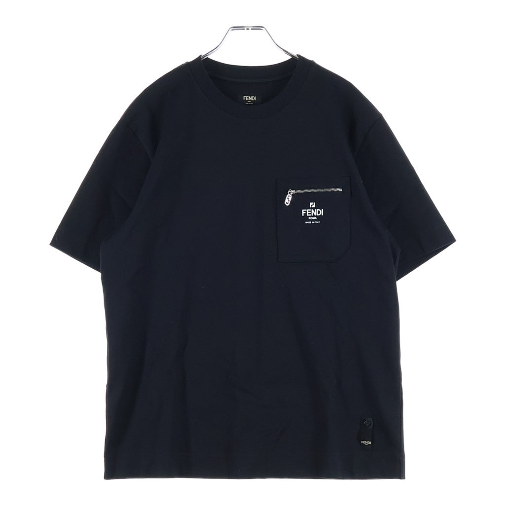 FENDI(フェンディ) 25AW フロントロゴポケット クルーネック 半袖 Tシャツ カットソー ブラック FY0936-ARYR