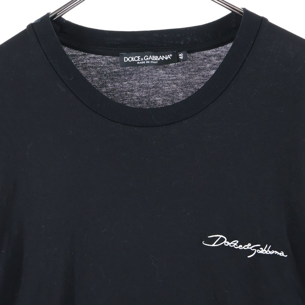 DOLCE & GABBANA(ドルチェアンドガッバーナ) ロゴ刺繍 コットン クルーネック 長袖Tシャツ カットソー ブラック G8SD2Z/G7PEA