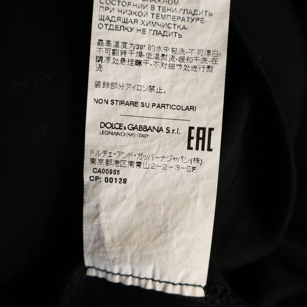 DOLCE & GABBANA(ドルチェアンドガッバーナ) ロゴ刺繍 コットン クルーネック 長袖Tシャツ カットソー ブラック G8SD2Z/G7PEA