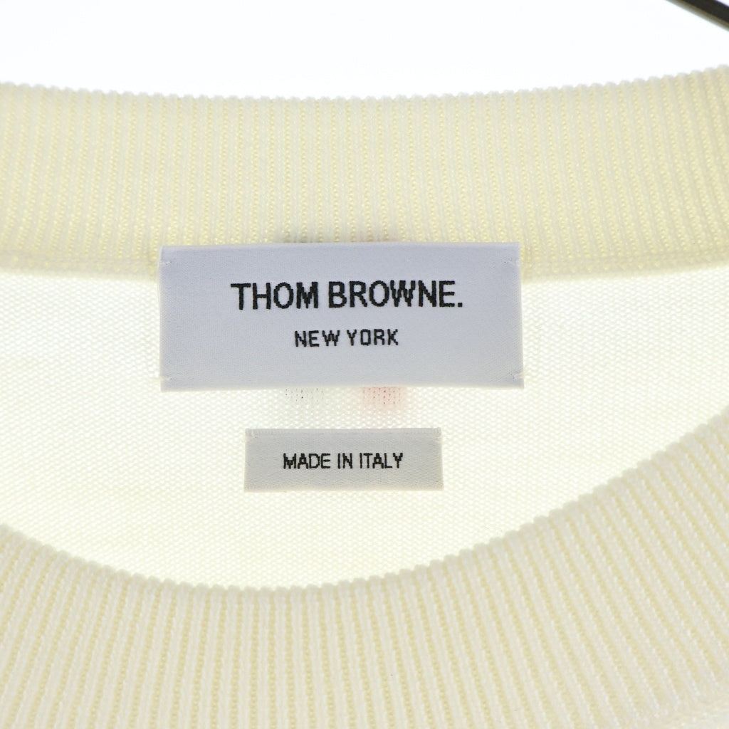 THOM BROWNE(トムブラウン) 4BAR コットン ニット クルーネック セーター ホワイト レディース FKA342A-Y1002100