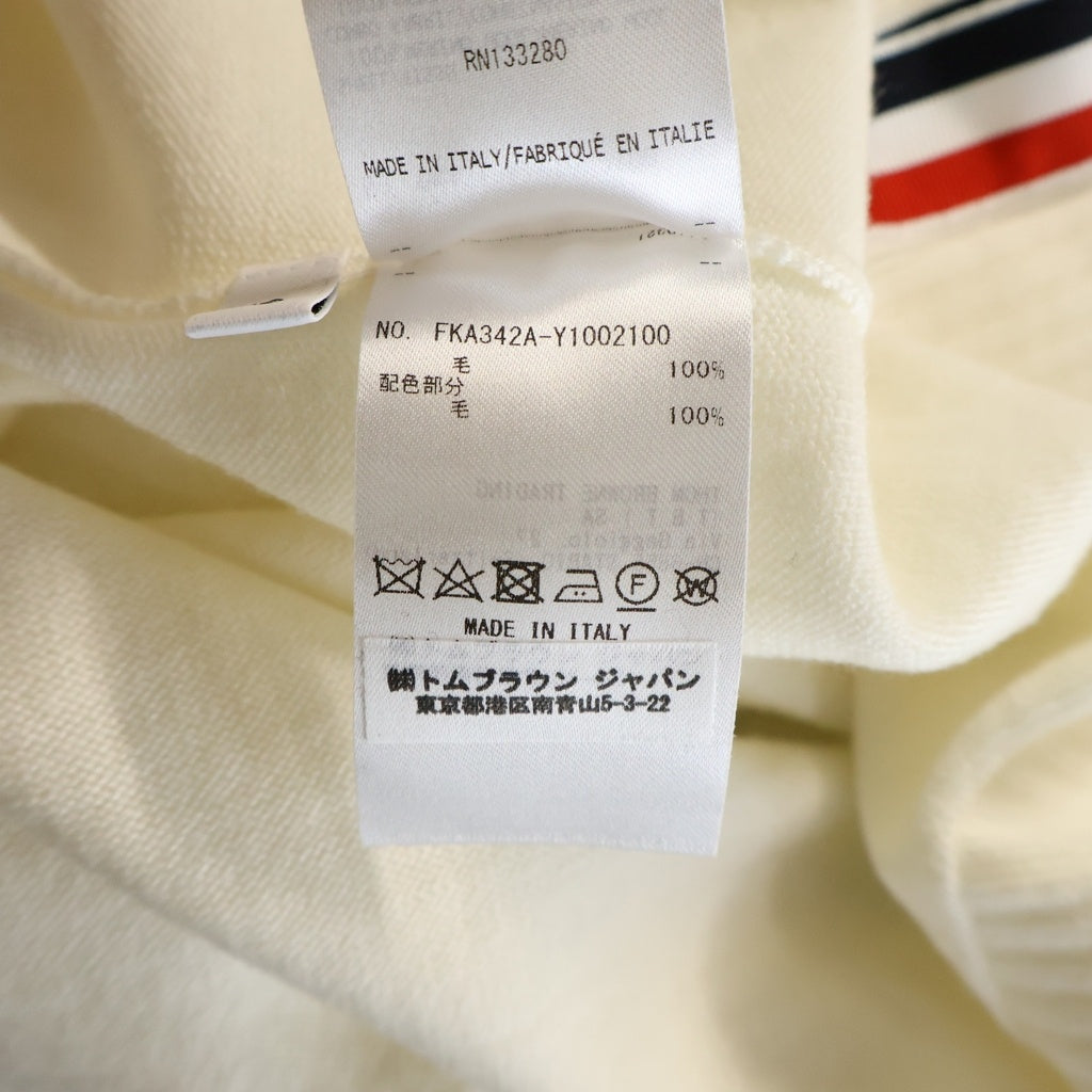 THOM BROWNE(トムブラウン) 4BAR コットン ニット クルーネック セーター ホワイト レディース FKA342A-Y1002100