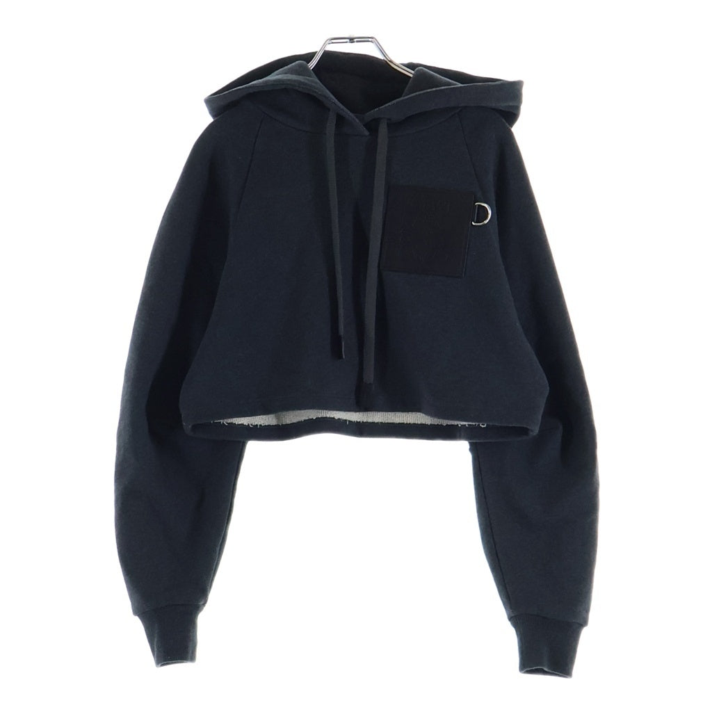LOEWE(ロエベ) 25SS レザーアナグラム パッチ クロップド コットン フーディー プルオーバー スウェット パーカー グレー レディース S359Y25X30