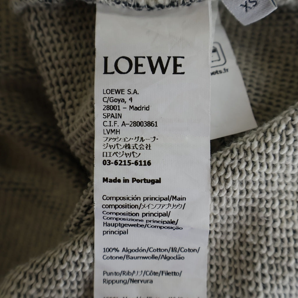 LOEWE(ロエベ) 25SS レザーアナグラム パッチ クロップド コットン フーディー プルオーバー スウェット パーカー グレー レディース S359Y25X30