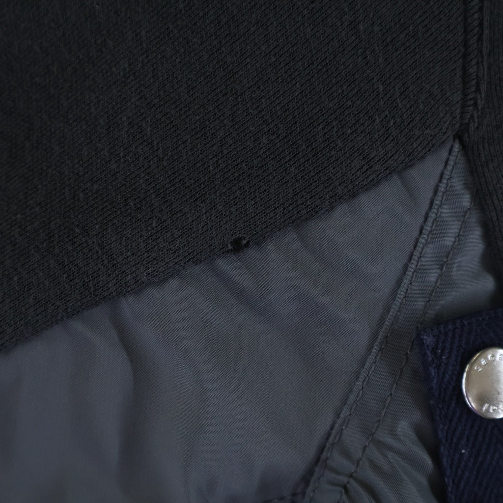 Sacai(サカイ) 25SS Sponge Sweat Nylon Twill Hoodie ナイロンツイル スポンジスウェット ドッキング プルオーバーパーカー グレー SCM-220