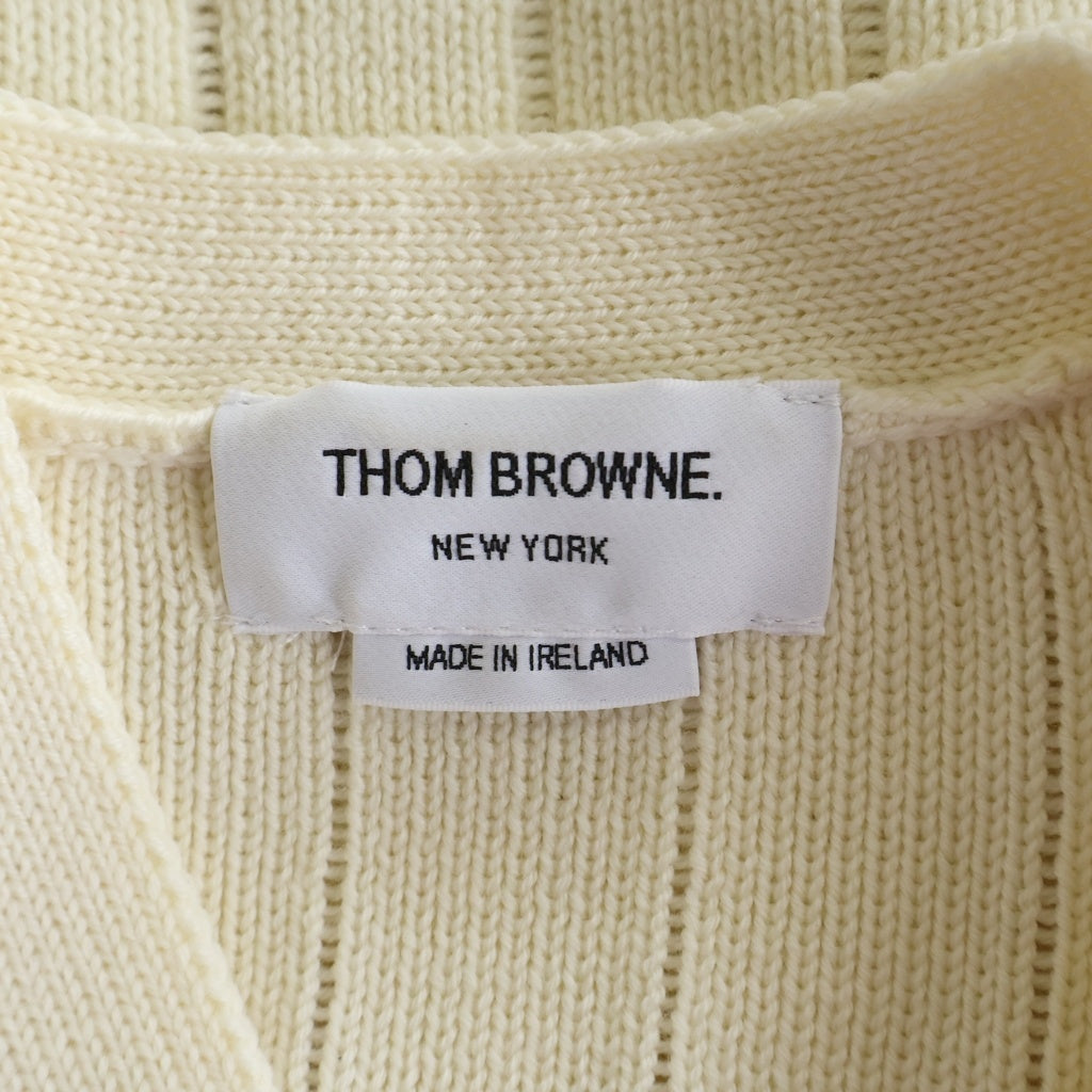 THOM BROWNE(トムブラウン) メリノウール Vネック ニット カーディガン ホワイト レディース FKC663A-Y1024-100