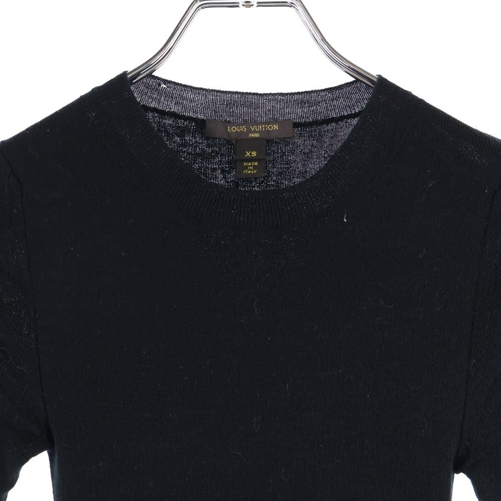 LOUIS VUITTON(ルイヴィトン) 13AW Wool Lace Knit Dress ウール レースデザイン ニットドレス ワンピース ブラック レディース RW132 F 4KD08OD8