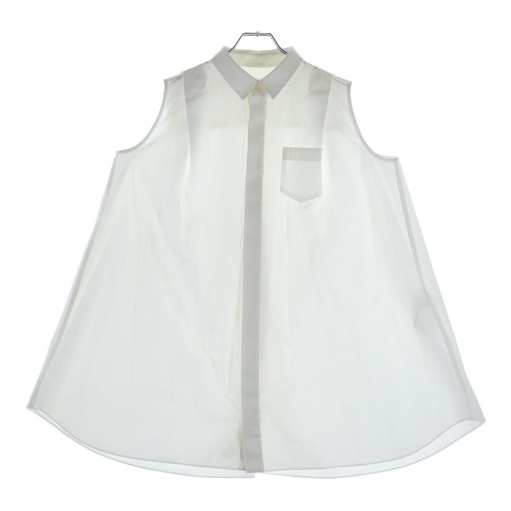 Sacai(サカイ) 25AW Poplin×Cotton Knit Dress ポプリン コットン ノースリーブ ドレス シャツ ホワイト 25-08169 レディース
