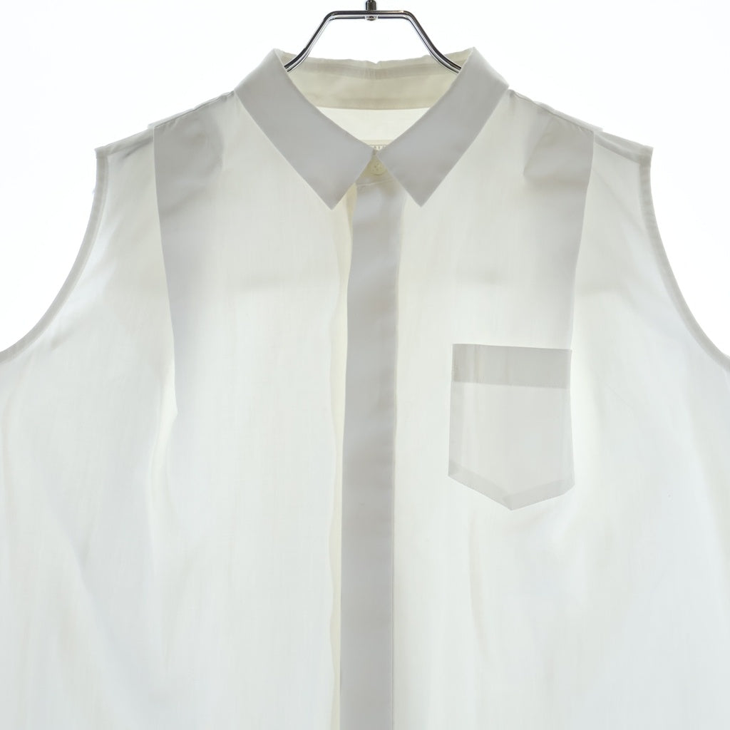 Sacai(サカイ) 25AW Poplin×Cotton Knit Dress ポプリン コットン ノースリーブ ドレス シャツ ホワイト 25-08169 レディース