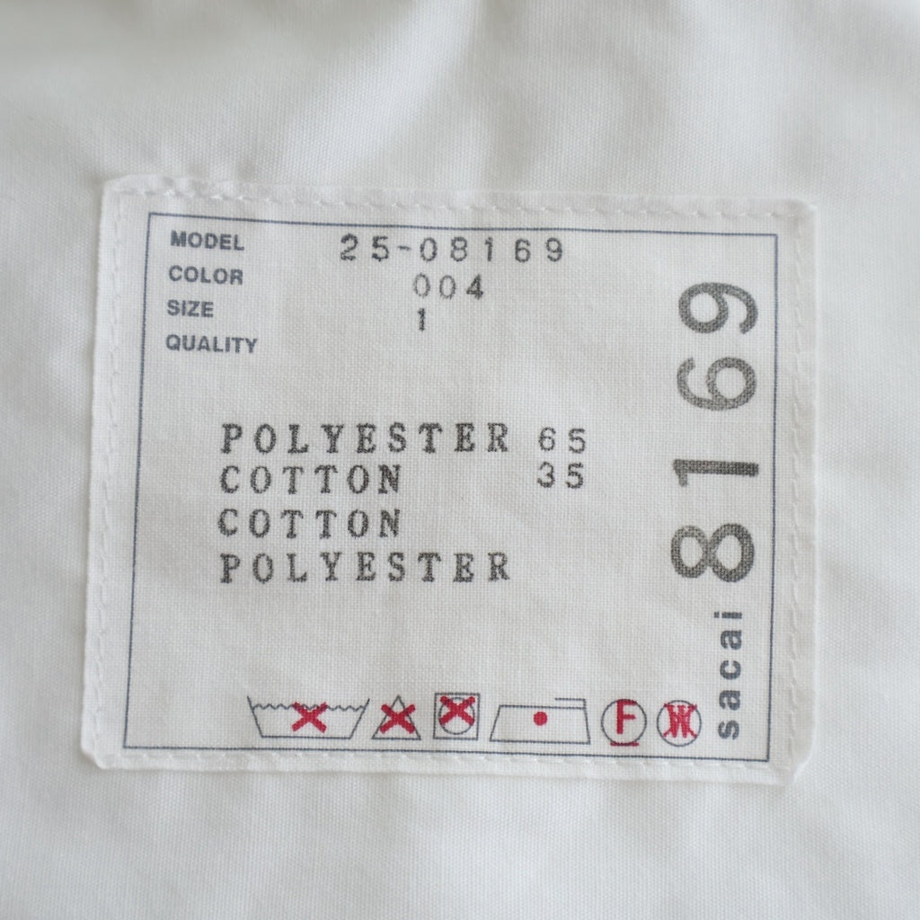 Sacai(サカイ) 25AW Poplin×Cotton Knit Dress ポプリン コットン ノースリーブ ドレス シャツ ホワイト 25-08169 レディース