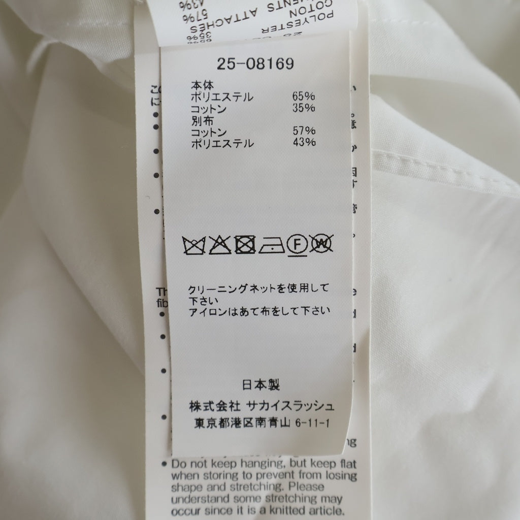 Sacai(サカイ) 25AW Poplin×Cotton Knit Dress ポプリン コットン ノースリーブ ドレス シャツ ホワイト 25-08169 レディース