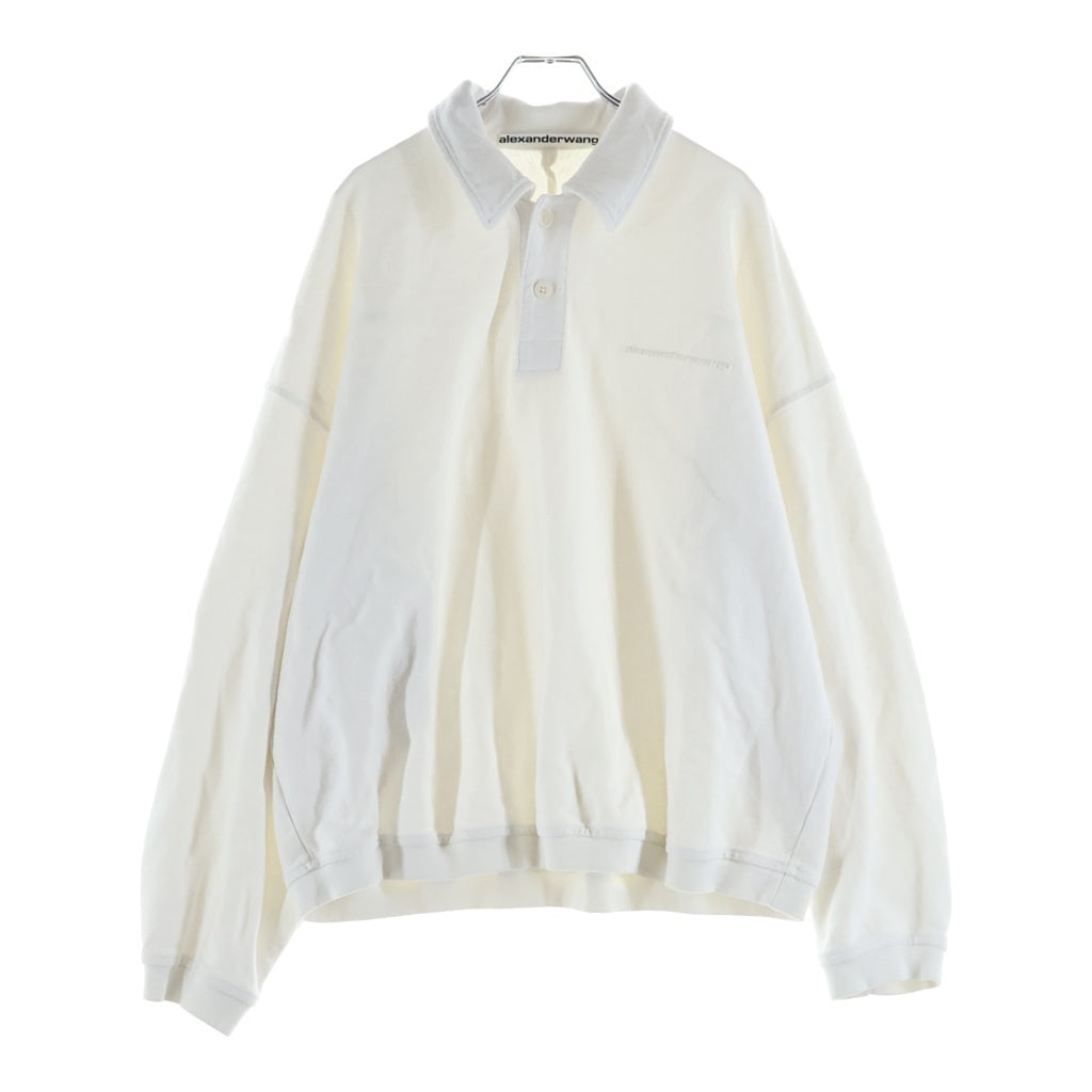 ALEXANDER WANG(アレキサンダーワン) パフロゴ オーバーサイズ スウェット ポロシャツ ホワイト 6CC3241056 レディース