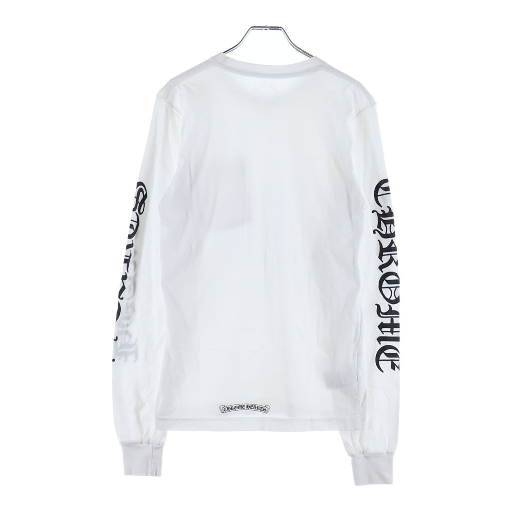 CHROME HEARTS(クロムハーツ) Neck Logo L/S T-Shirt ネックロゴクルーネック長袖Tシャツカットソー ロンT ホワイト