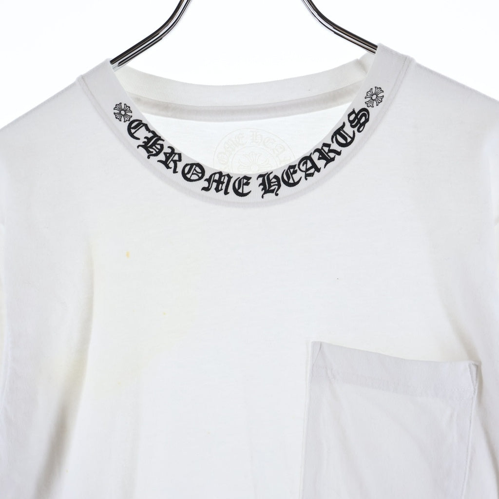 CHROME HEARTS(クロムハーツ) Neck Logo L/S T-Shirt ネックロゴクルーネック長袖Tシャツカットソー ロンT ホワイト
