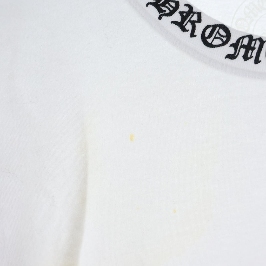 CHROME HEARTS(クロムハーツ) Neck Logo L/S T-Shirt ネックロゴクルーネック長袖Tシャツカットソー ロンT ホワイト