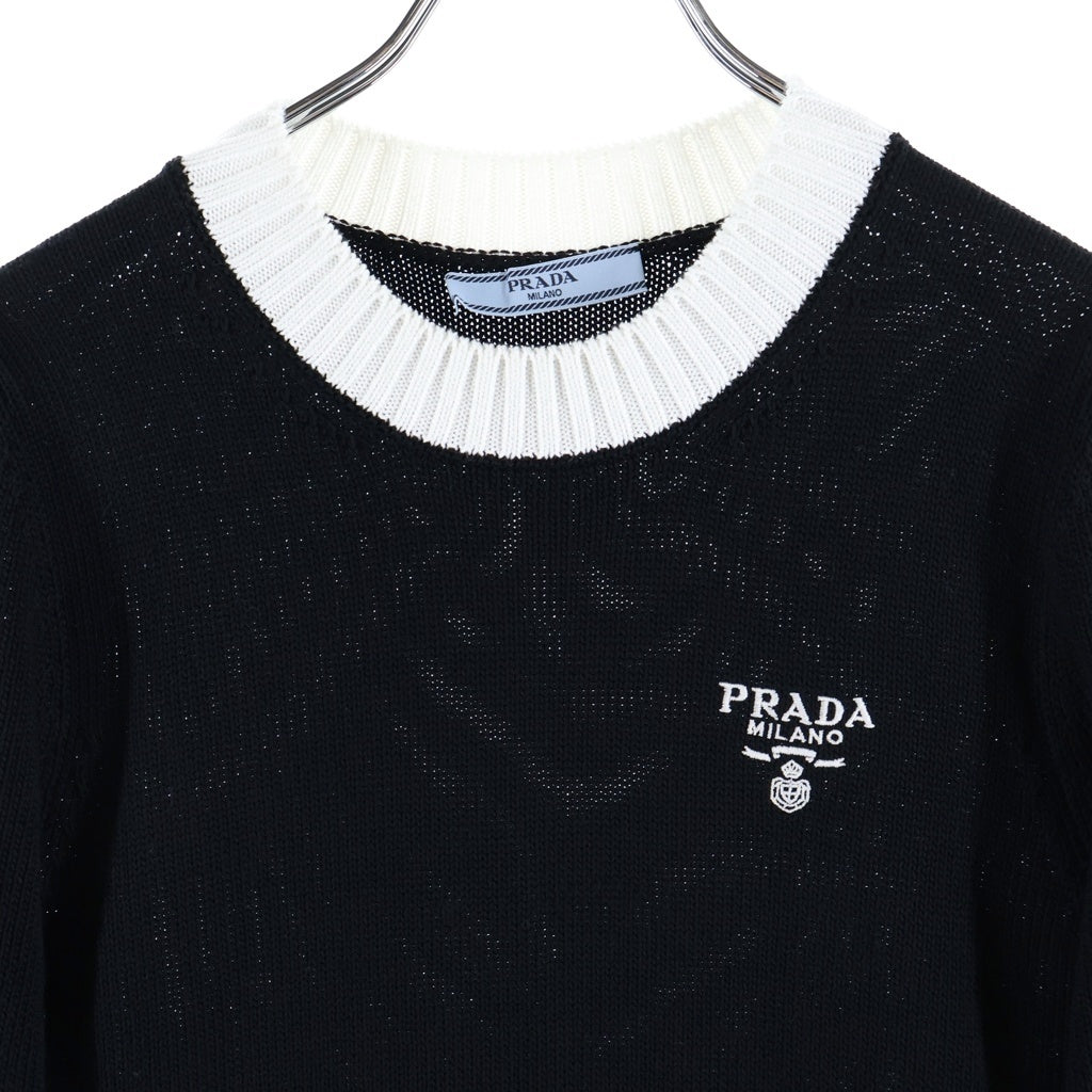 PRADA(プラダ) Logo Embroidery Knit Dress ロゴ刺繍 ニットドレス ワンピース レディース ブラック 23955 S231 1Z05