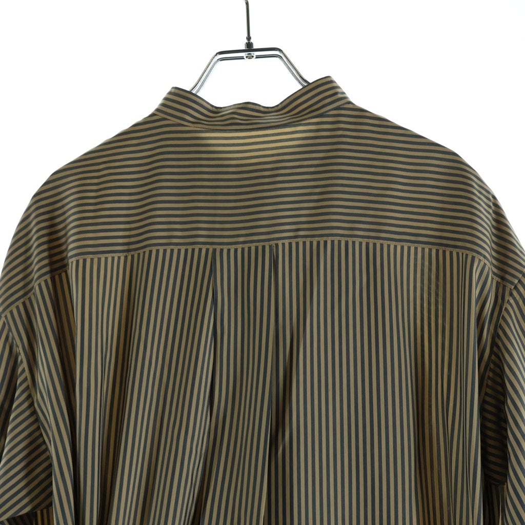 LOUIS VUITTON(ルイヴィトン) 24SS ストライプ スタンドカラー シルク 長袖シャツ ブラウス ゴールド/グレー レディース RW241WW CAN FQDR24