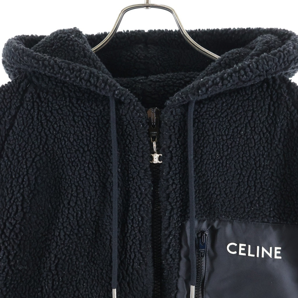 CELINE(セリーヌ) フード付き ボア ジップアップジャケット ブラック 2Y30H699M レディース