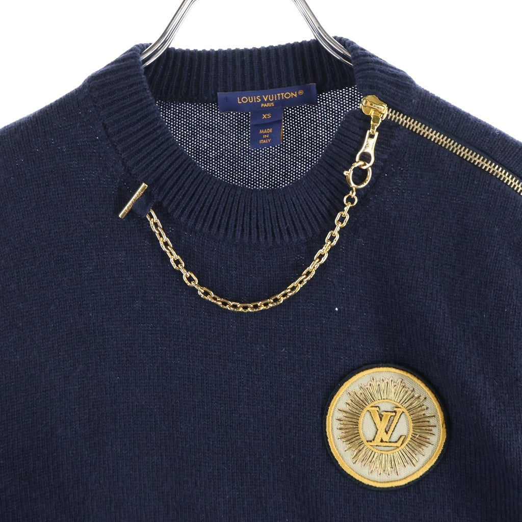 LOUIS VUITTON(ルイヴィトン) 24SS ショルダーチェーンジップ カシミア ニットセーター レディース ネイビー RW241WW FZ3 FQKL14