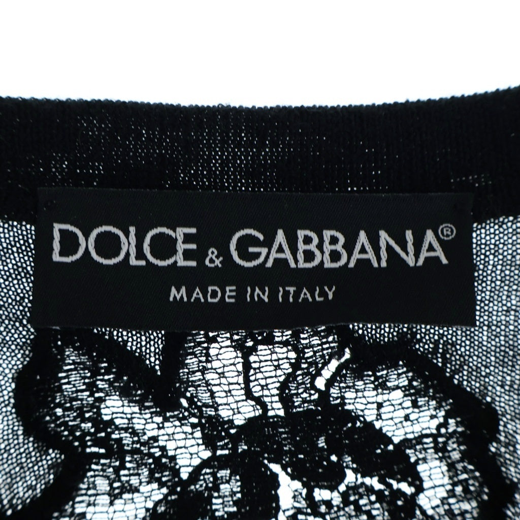 DOLCE & GABBANA(ドルチェアンドガッバーナ) フラワーレース ドッキングデザイン クルーネック ニット セーター ブラック KR FXJ31T/JEMO7 A レディース