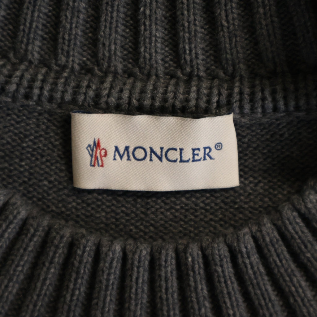 MONCLER(モンクレール) 25AW ストライプスリーブ ロゴ コットン ニット セーター グレー K20919C00009 レディース