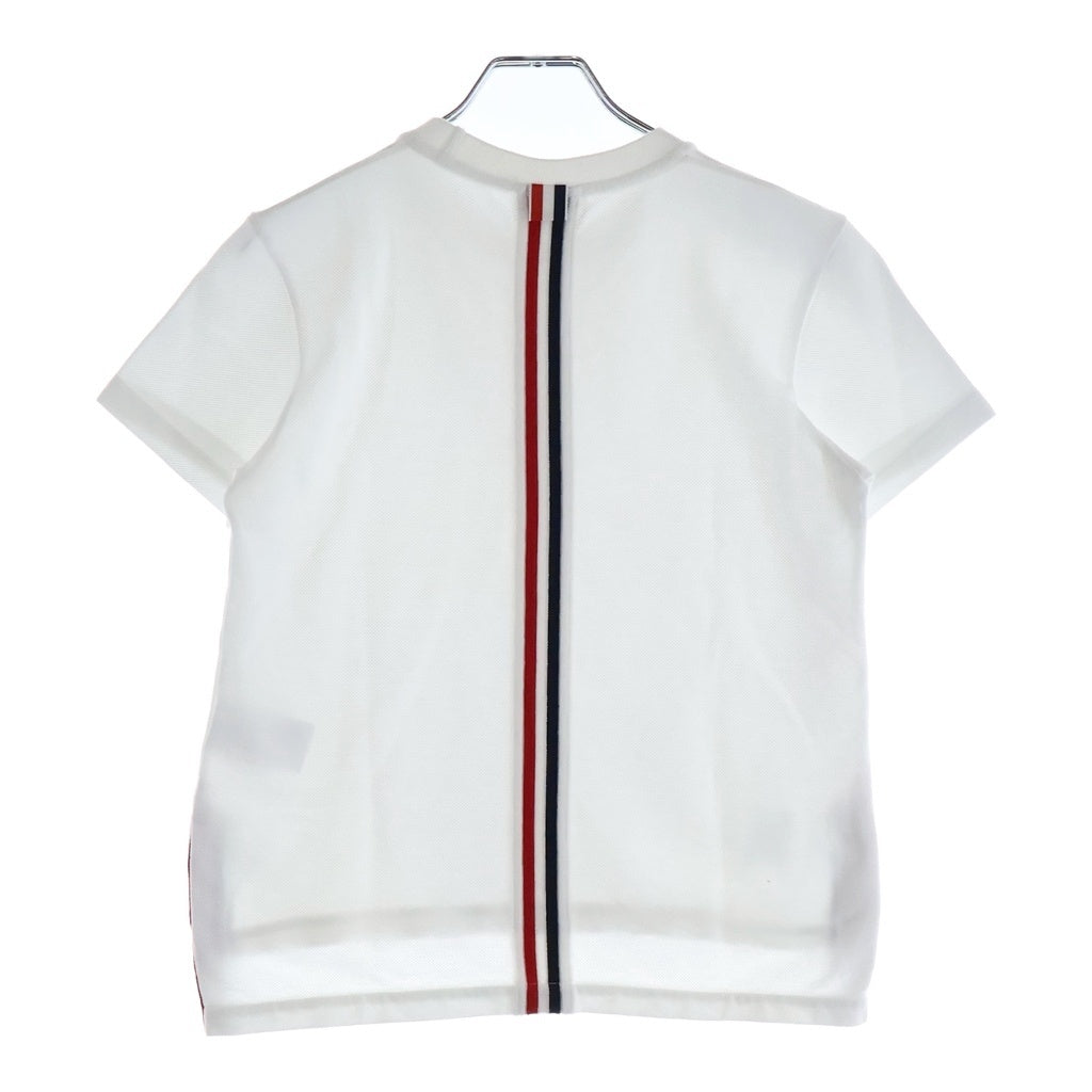 THOM BROWNE(トムブラウン) バックストライプ クラシックコットンピケ クルーネック 半袖Tシャツ カットソー ホワイト レディース FJS013A-00050100
