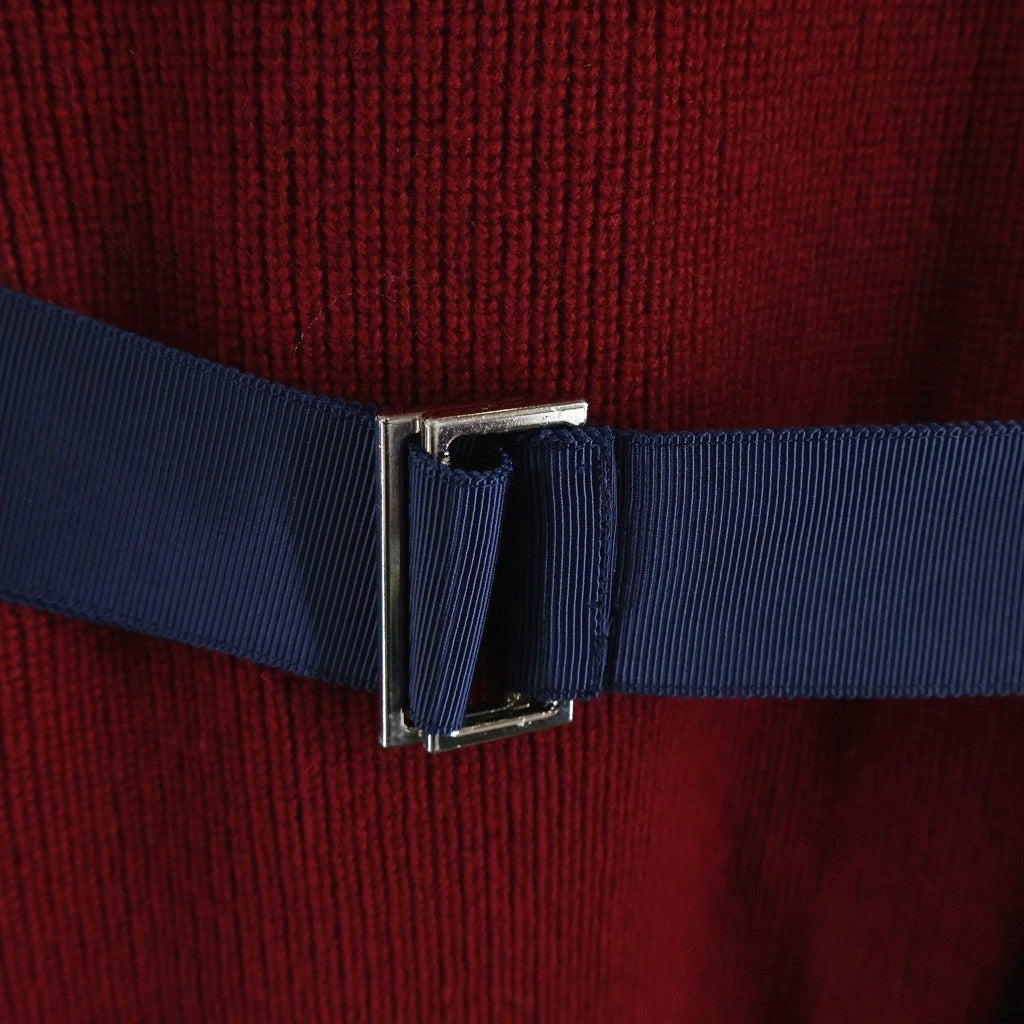 Sacai(サカイ) チェックシャツ ニット切替 ドッキングデザイン プルオーバー ワンピース レッド 17-03461 レディース