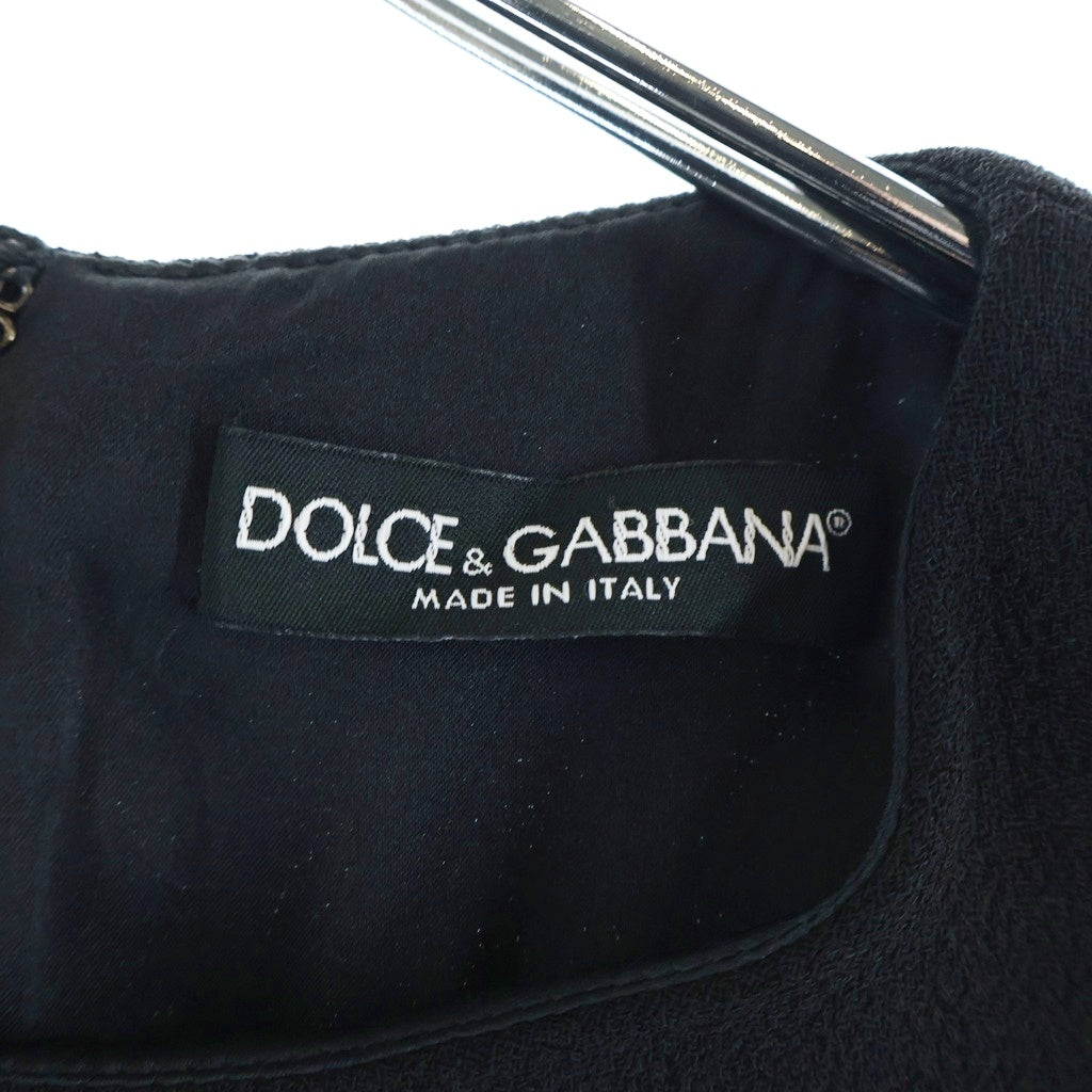 DOLCE & GABBANA(ドルチェアンドガッバーナ) 胸 ハートパッチデザイン タック ショート丈 ワンピース ブラック F66C6Z/FU2TZ-H レディース