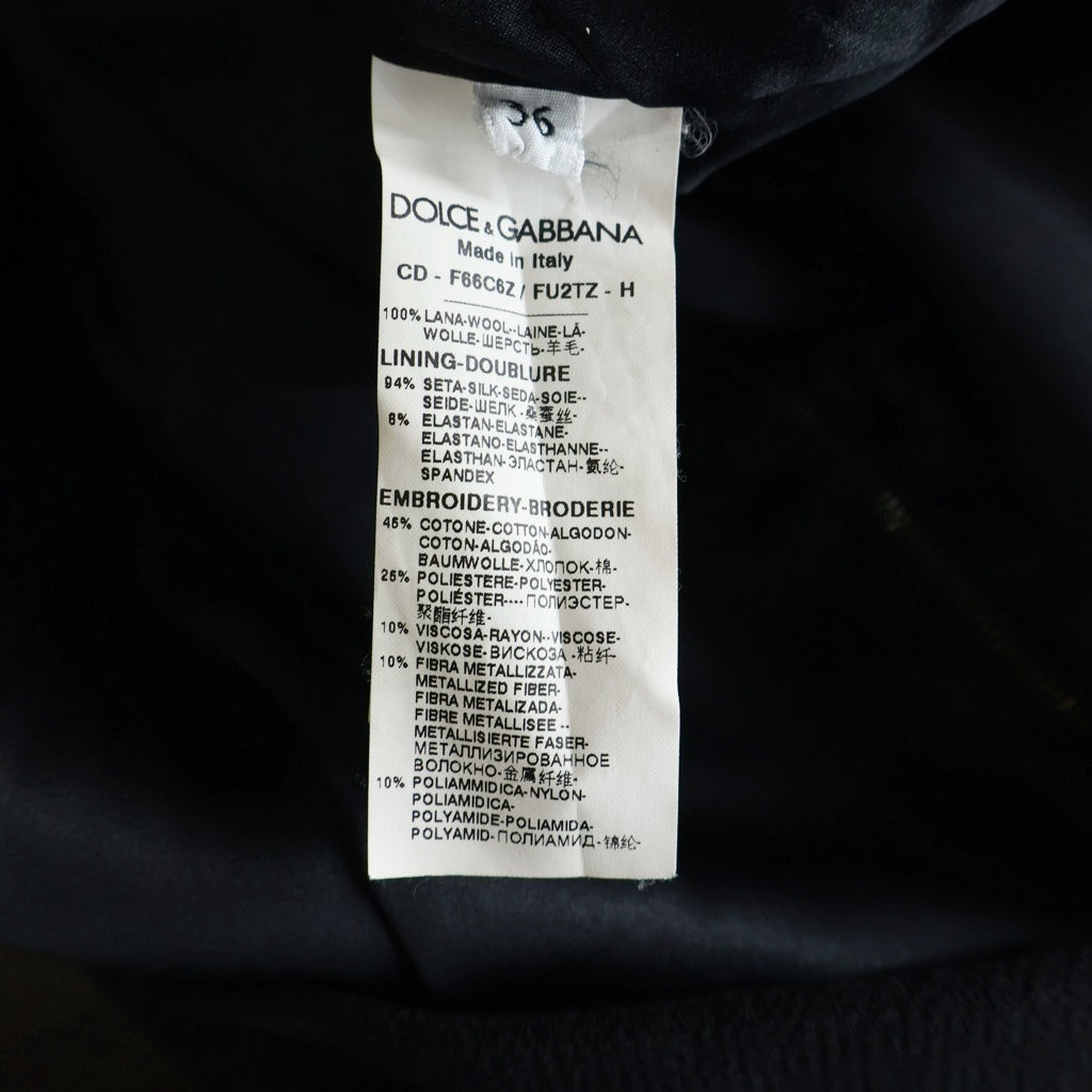 DOLCE & GABBANA(ドルチェアンドガッバーナ) 胸 ハートパッチデザイン タック ショート丈 ワンピース ブラック F66C6Z/FU2TZ-H レディース