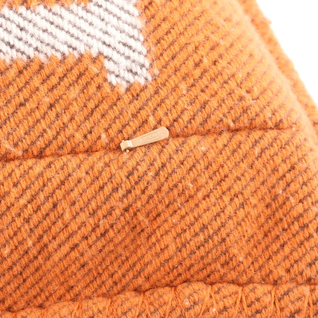 HERMES(エルメス) アヴァロン GM カシミヤ混 ウールクッション オレンジ/ホワイト